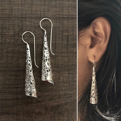 Sterling Silver Swirl Cone Earrings